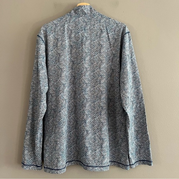 Bugatchi OoohCotton Tech 8 Way Stretch Geometric 1/4 Zip Pullover Navy XL Logo - Picture 4 of 14